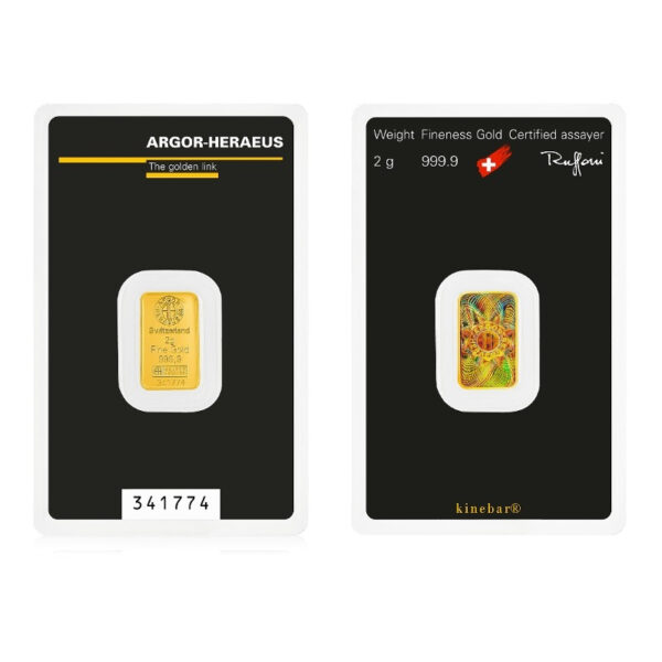 Argor Heraeus 2 Gram Gold Kinebar